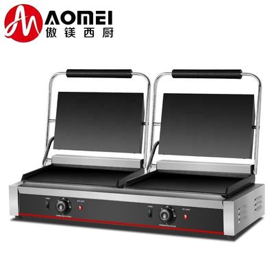 220V από ανοξείδωτο χάλυβα διπλή πλάκα Panini Grill για σάντουιτς Hamburger Sandwich Press