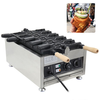 220v Ηλεκτρικό 5pcs Ανοιχτό στόμα Φαλιού σχήμα Waffle Maker Ταιγιάκι Μηχανή 375 * 700 * 290