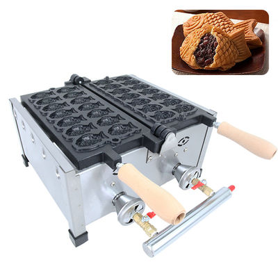 8.15 KG Αδιάκοπο 14pcs Μικρό ψάρι σχήμα Waffle Maker Ατσάλινο Taiyaki Μηχανή αερίου