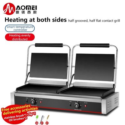 Πλήρη επίπεδη 2in1 διπλή πλάκα Panini Sandwich Press Ηλεκτρικό grill επαφής για εμπορική χρήση