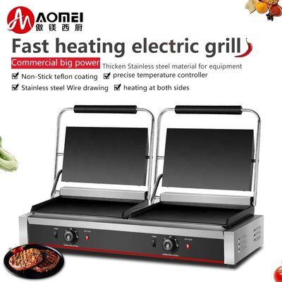 Πλήρη επίπεδη 2in1 διπλή πλάκα Panini Sandwich Press Ηλεκτρικό grill επαφής για εμπορική χρήση