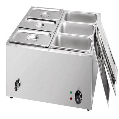 1500W Ηλεκτρικός θερμαντής τροφίμων Bain Marie με 6 δεξαμενές και συσκευασία Μέγεθος 730*630*280mm