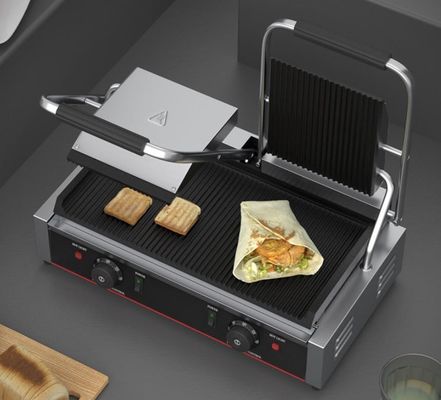 3600W Εμπορικό Πίνακα Πάνω Επικοινωνία Grill Sandwich Press Panini Grill σε Μαύρο Ασημένιο
