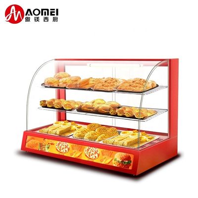 1200x530x580mm Μαύρη καμπυλωτή γυάλινη οθόνη τροφίμων θερμότερη για ζεστό φαγητό Θερμαντική επίδειξη