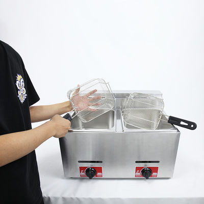 6L 6L διπλή δεξαμενή ψήσιμο αερίου για την παρασκευή τηγανίτες τροφίμων στο τραπέζι στην εμπορική κουζίνα
