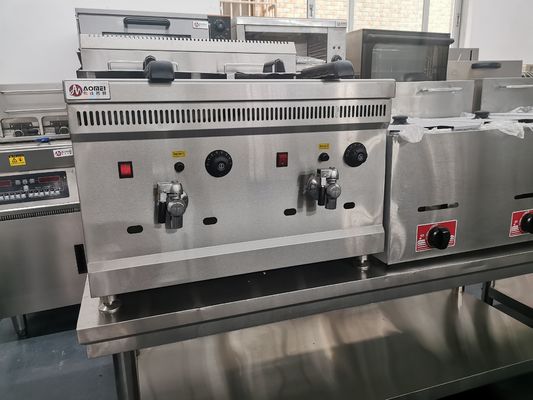 Υψηλή 18L 18L βιομηχανική μεγάλη βαθιά τηγανητή μηχανή τηγανητή αερίου με 2 δεξαμενές και 2 καλάθια
