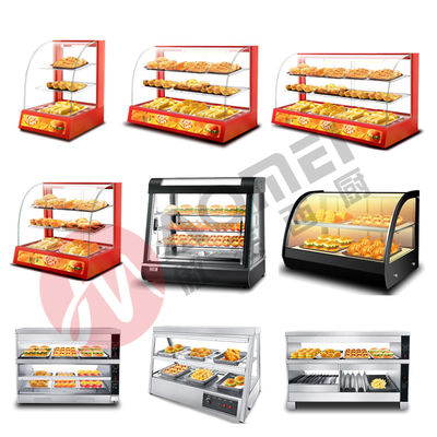 Εμπορική κουζίνα καμπυλωτό γυαλί counter top τροφή θερμότερη οθόνη βιτρίνα σε 220V τάση