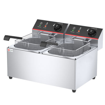 8L διπλές δεξαμενές Countertop Deep Fryer για ηλεκτρική τηγανίτες πατάτας