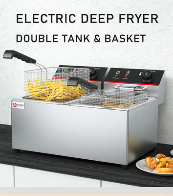 8L διπλές δεξαμενές Countertop Deep Fryer για ηλεκτρική τηγανίτες πατάτας