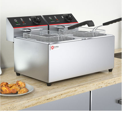 8L διπλές δεξαμενές Countertop Deep Fryer για ηλεκτρική τηγανίτες πατάτας
