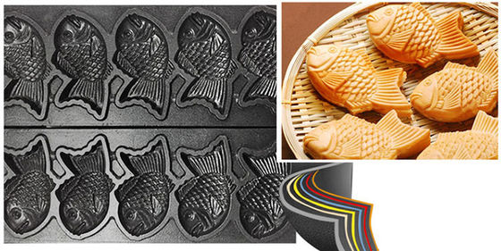 Μηχανή κατασκευής Taiyaki από ανοξείδωτο χάλυβα για εξοπλισμό σνακ και μεγέθους ψαριών 128x8x78mm