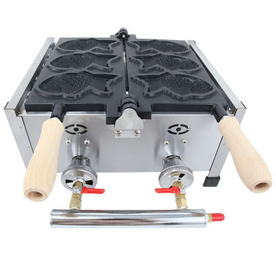 Μηχανή παρασκευής Ταιγιάκι 6 PCS Ψάρι Ταιγιάκι LPG Τύπος ψαριού Waffle Maker 470x380x210mm