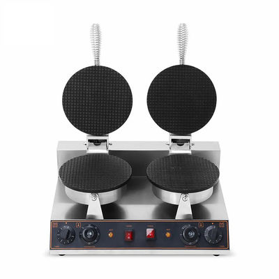Στρογγυλό σχήμα μη κολλώσιμο Waffle Cone Maker 2023 Τύπος Double Head Ice-cream Cone Machine