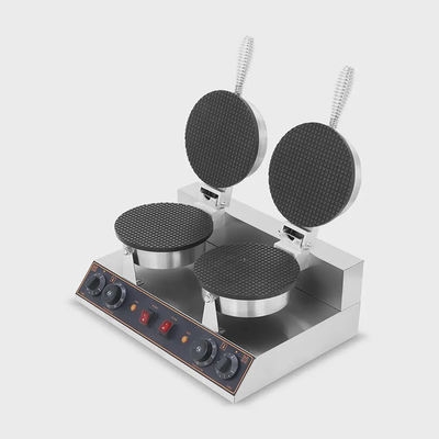 Στρογγυλό σχήμα μη κολλώσιμο Waffle Cone Maker 2023 Τύπος Double Head Ice-cream Cone Machine