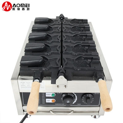 220v Ηλεκτρικό 5pcs Ανοιχτό στόμα Φαλιού σχήμα Waffle Maker Ταιγιάκι Μηχανή 375 * 700 * 290