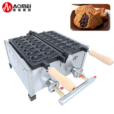 8.15 KG Αδιάκοπο 14pcs Μικρό ψάρι σχήμα Waffle Maker Ατσάλινο Taiyaki Μηχανή αερίου
