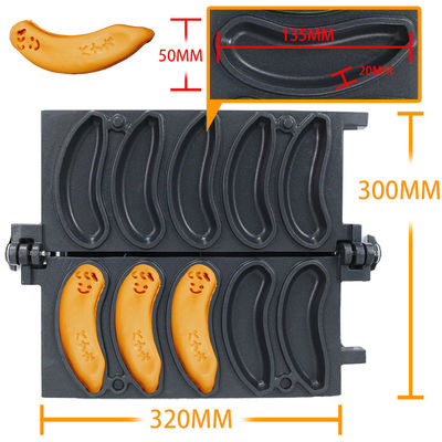 Πρόσθετη τάση 220V/110V Βάφλες Banana Shape 1800W Ηλεκτρική βαφλέ μηχανή 10PCS