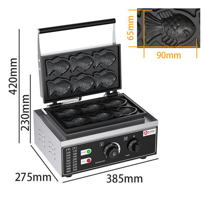 Ηλεκτρικό Μίνι Ψάρι Taiyaki Maker από ανοξείδωτο χάλυβα 6 Ψάρι σχήμα Waffle Baker Machine